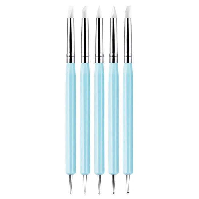 Kabartma Kalemi + Silikon Uçlu Fırça Seti Çift Yönlü 5li