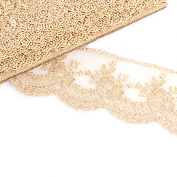 Kapiçino Çiçek Desenli Güpür Dantel 67