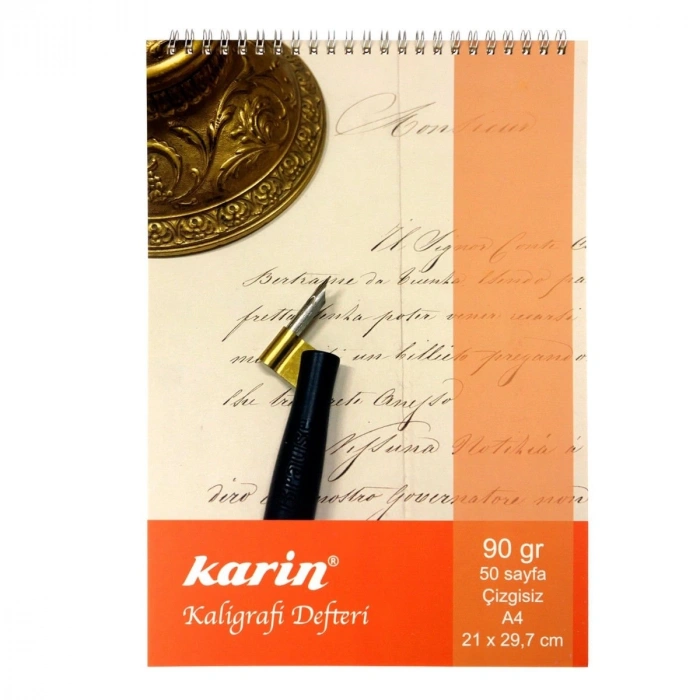 Karin Kaligrafi Defteri A4 90gr 50yp Spiralli Çizgisiz