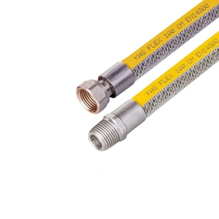 KAS Örgülü Doğalgaz Bağlantı Flexi 1/2 İnç - 1/2 İnç 175 Cm