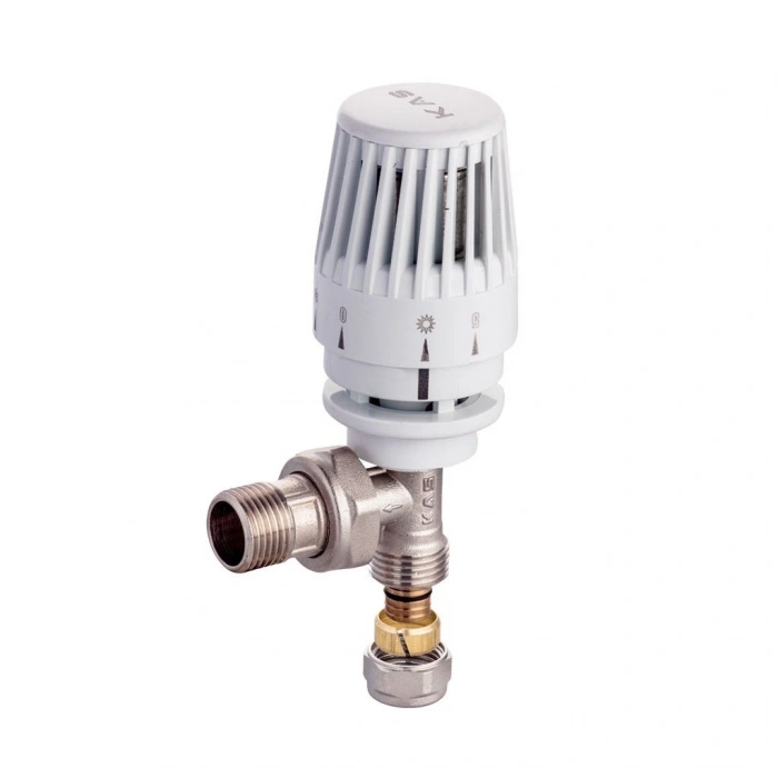 KAS Termostatik Vana Köşe PEX-B Bağlantılı 16x2 1/2 İnç (Jaklı Volan)