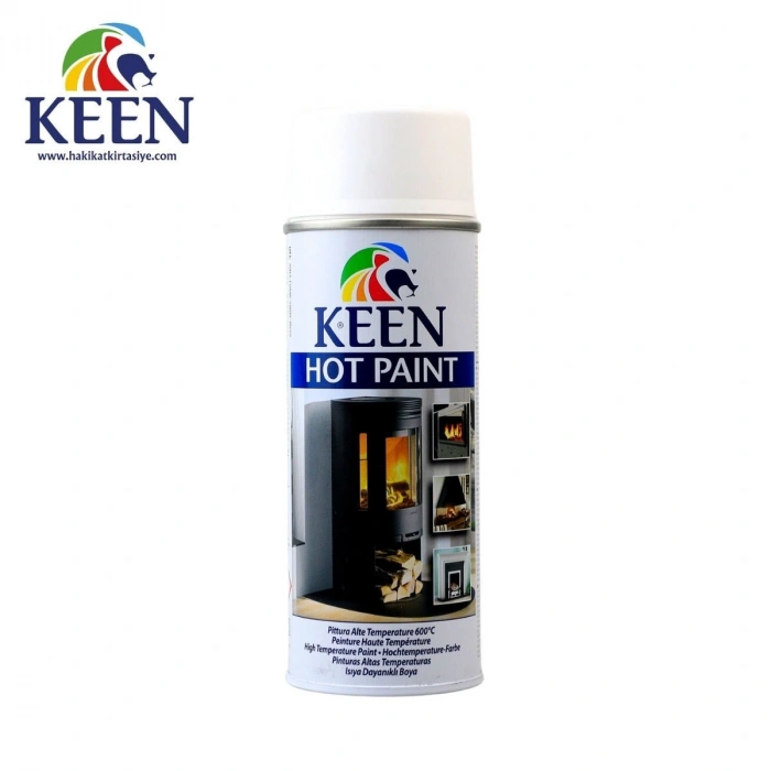 Keen Akrilik Sprey Boya 400ml Hot Paint Isıya Dayanıklı Boya 300C Matt White