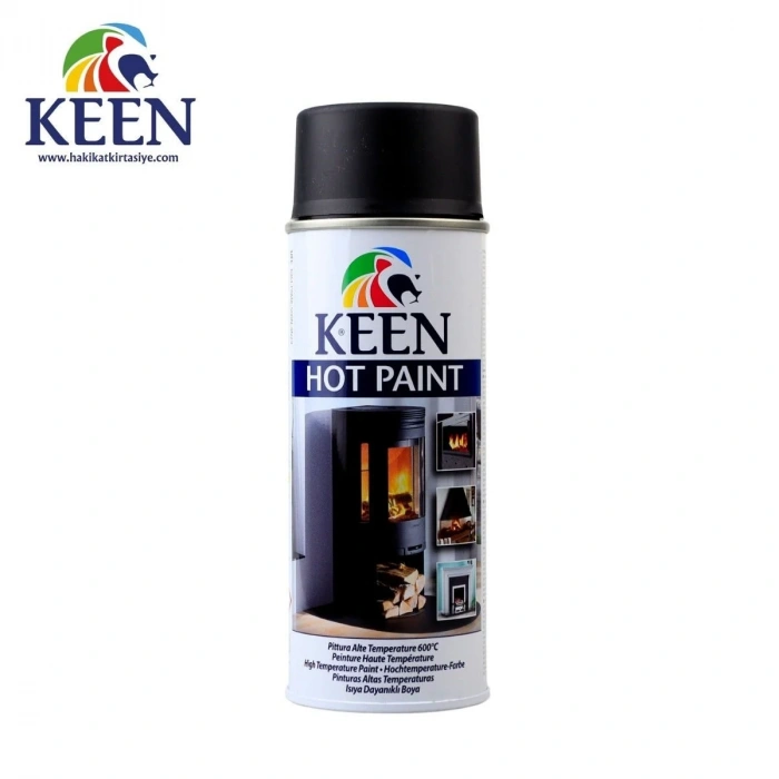 Keen Akrilik Sprey Boya 400ml Hot Paint Isıya Dayanıklı Boya 600C Matt Black
