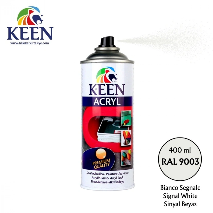 Keen Akrilik Sprey Boya 400ml RAL9003 Signal White