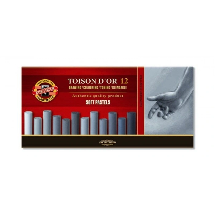 Koh-i Noor Toison Dor Soft Pastel Boya Seti GRİ TONLAR 12 Renk