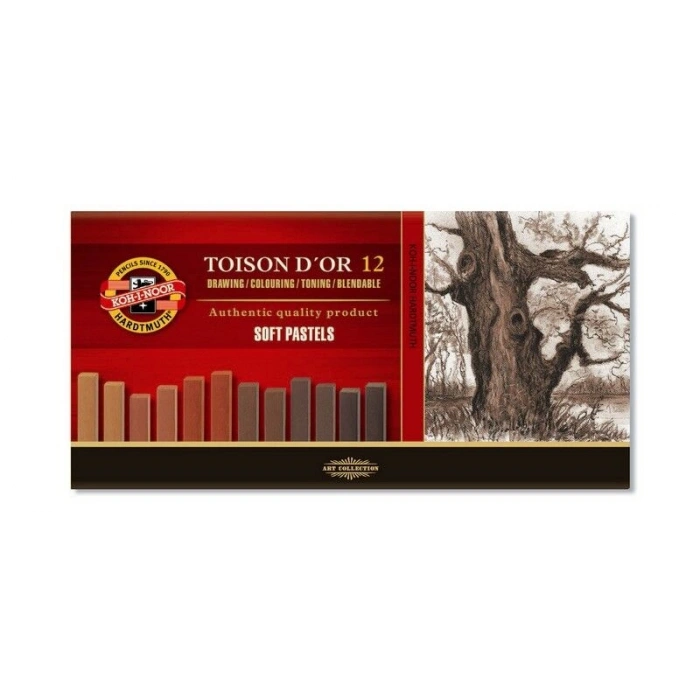 Koh-i Noor Toison Dor Soft Pastel Boya Seti KAHVERENGİ TONLAR 12 Renk (KÖŞELİ)