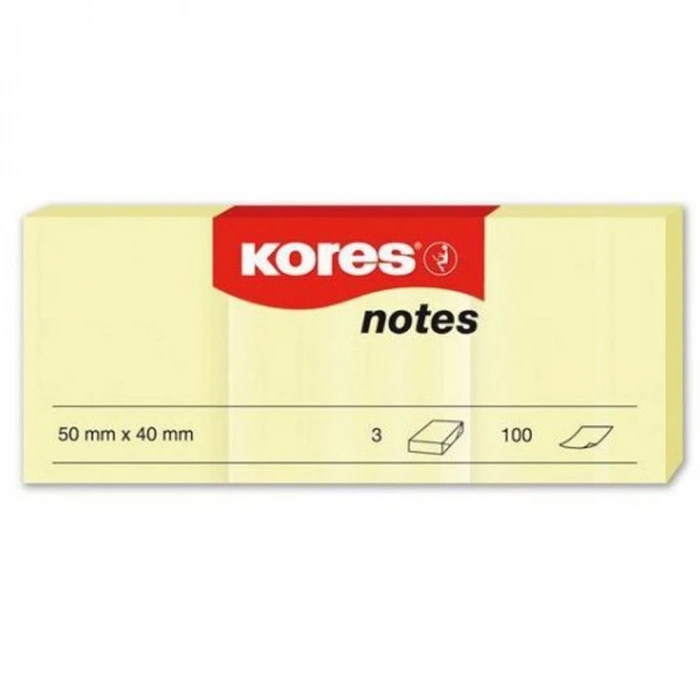 Kores Yapışkanlı Not Kağıdı Sarı 50x40 MM 100 Syf