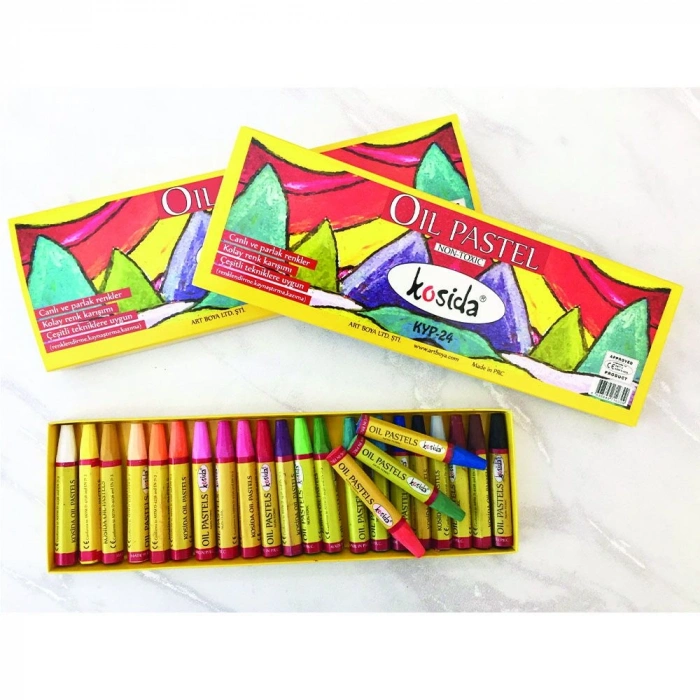 Kosida Oil Pastel Yağlı Pastel Boya Plastik Çantalı 24 Renk
