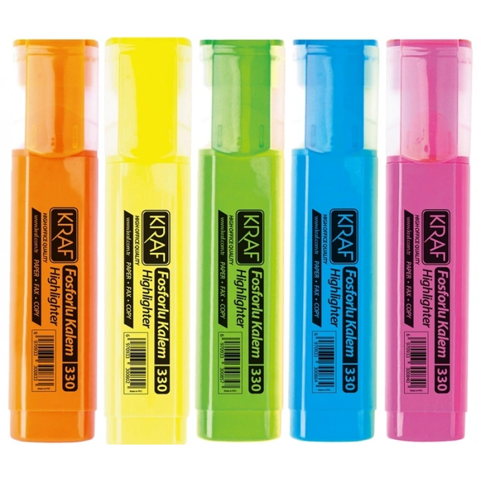 Kraf 330 Fosforlu İşaretleme Kalemi Seti 5 Renk