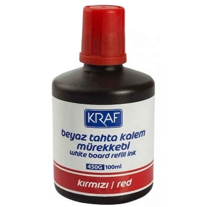 Kraf Beyaz Tahta Kalemi Mürekkebi 100 ml. KIRMIZI