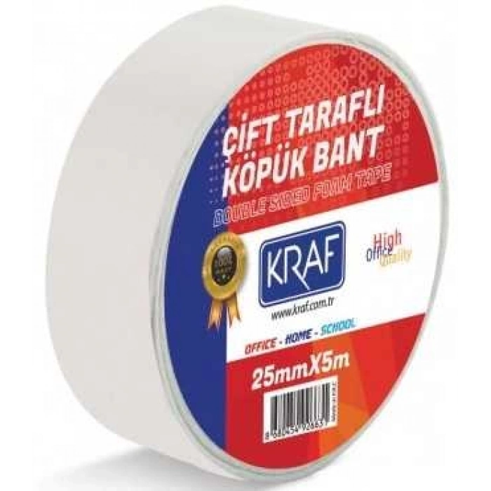 Kraf Çift Taraflı Köpük Bant 25mmx5m 5025G