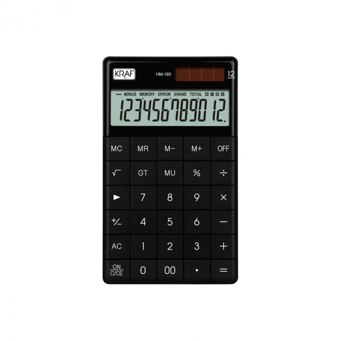 Kraf Hesap Makinesi Masaüstü 12 Hane HM-180 BK Siyah