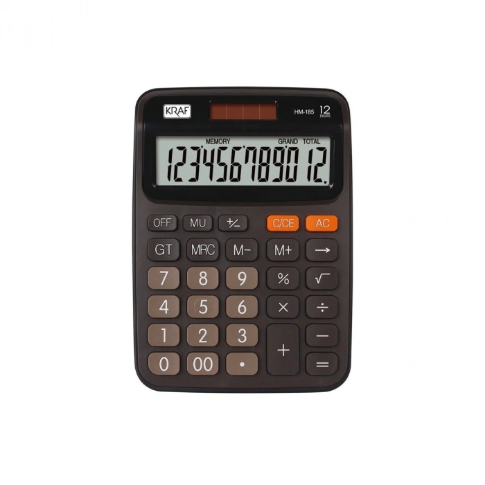 Kraf Hesap Makinesi Masaüstü 12 Hane HM-185 BN Kahverengi