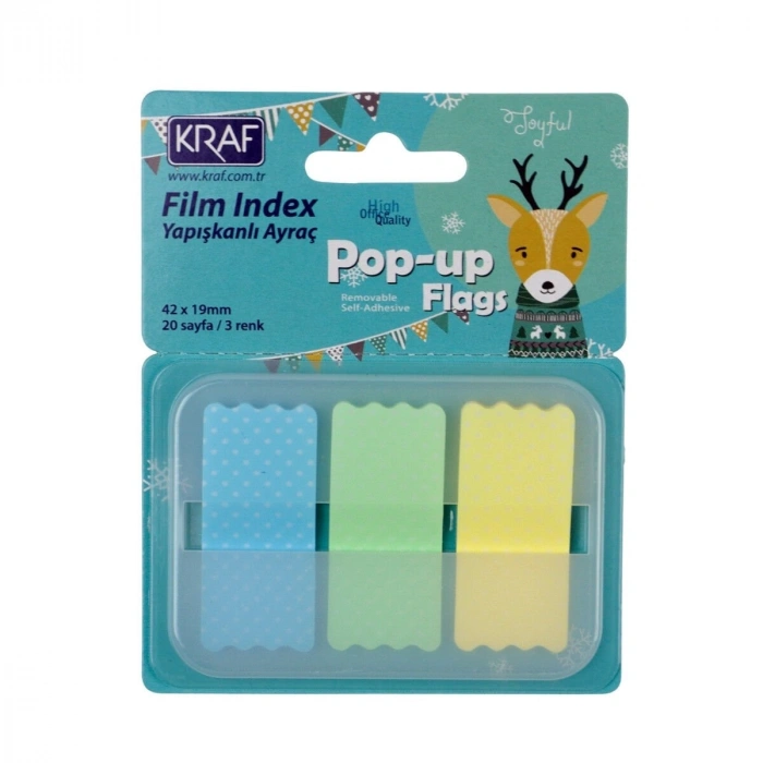 Kraf İndex Film (PP) 42x19mm 3lü 20yp Pop-up Pastel Puantiyeli 4219-2