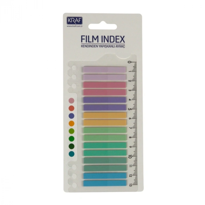 Kraf İndex Film (PP) 6x45mm 16lı 20yp Cetvelli Bright Color