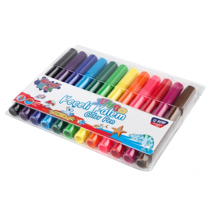 Kraf Kids Jumbo Keçeli Boya Kalemi 12 Renk