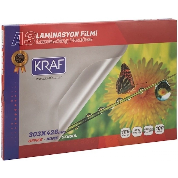 Kraf Laminasyon Filmi Parlak A3 125 Micron 100lü