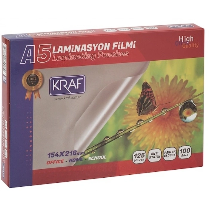 Kraf Laminasyon Filmi Parlak A5 125 Micron 100lü