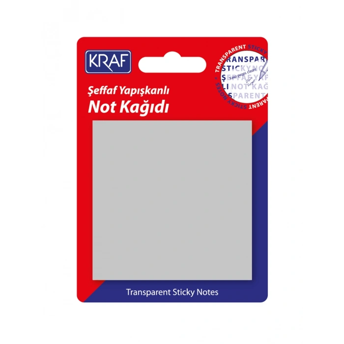 Kraf Şeffaf Post-it Yapışkanlı Not Kağıdı 76x76 mm. 50 yaprak ŞEFFAF GRİ