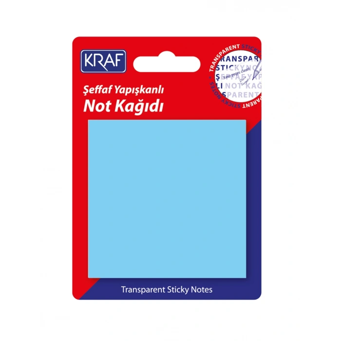 Kraf Şeffaf Post-it Yapışkanlı Not Kağıdı 76x76 mm. 50 yaprak ŞEFFAF MAVİ