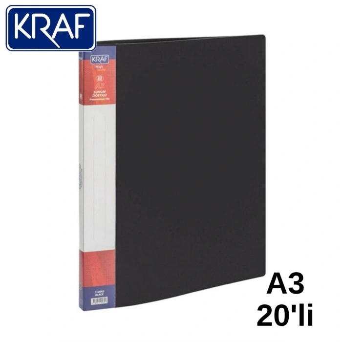 Kraf Sunum Dosyası A3 20li Siyah