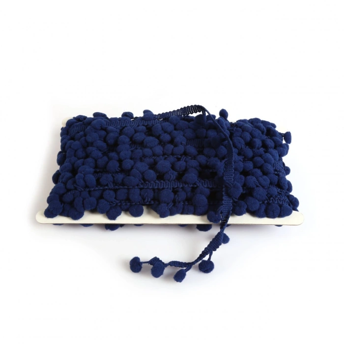 Lacivert Ponpon Şerit