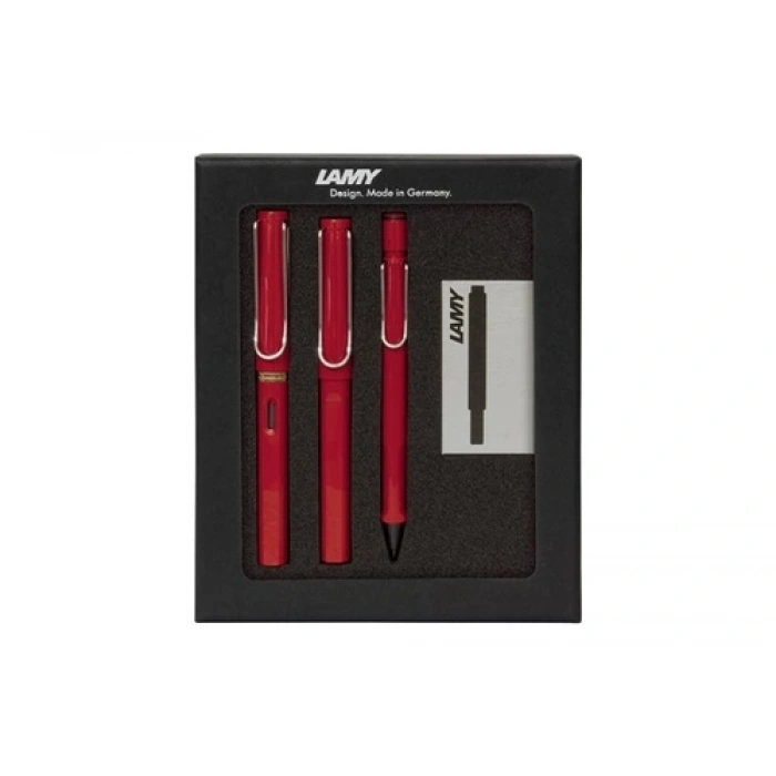 LAMY SAFARI 3LU KALEM SETI DRV SEFFAF K KIRMIZI