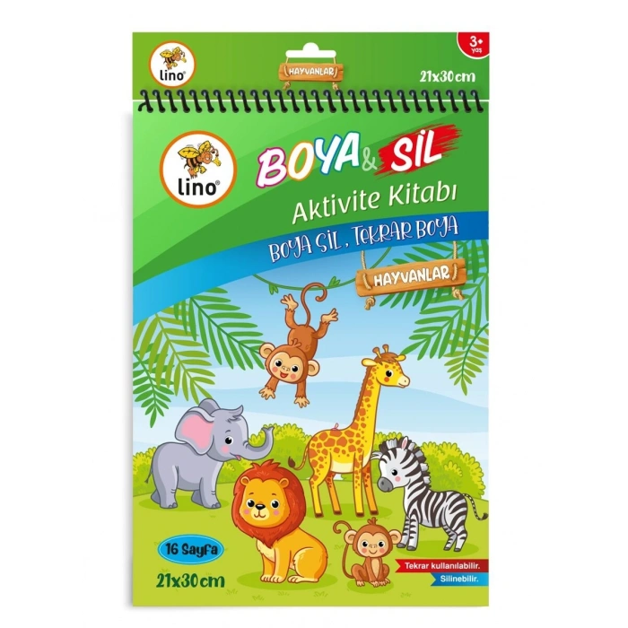 LINO BS-1006 BOYA SİL AKTİVİTE BOYAMA KİTABI HAYVANLAR A4 EBAT SİLİNEBİLİR