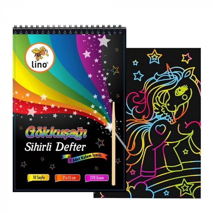 Lino Sihirli Kağıt Kazıma (Gökkuşağı) Defteri A5 10 yaprak