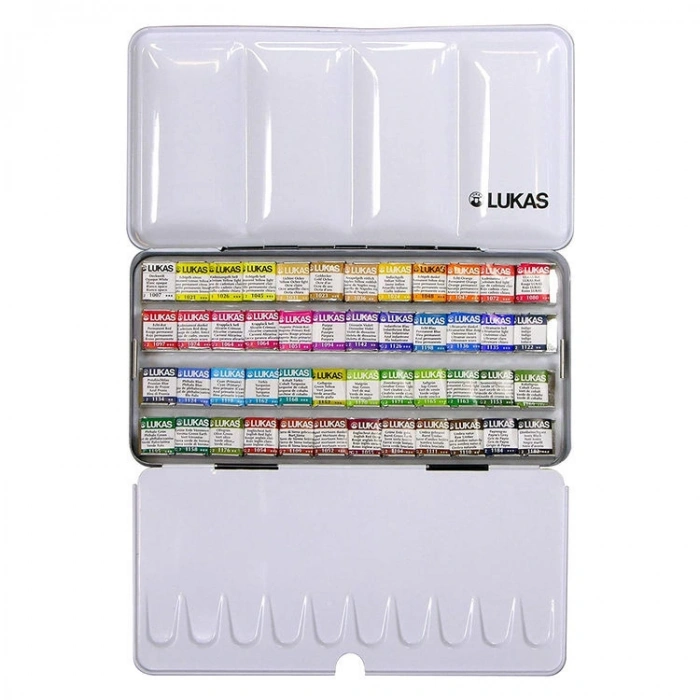 Lukas Aquarell 1862 Profesyonel Tablet Sulu Boya Seti 48 Renk 1/2 Tablet Metal Kutu