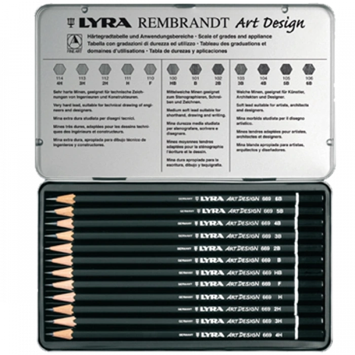 Lyra Kurşun Kalem Rembrandt Art Design Metal 12 Lİ L1111120