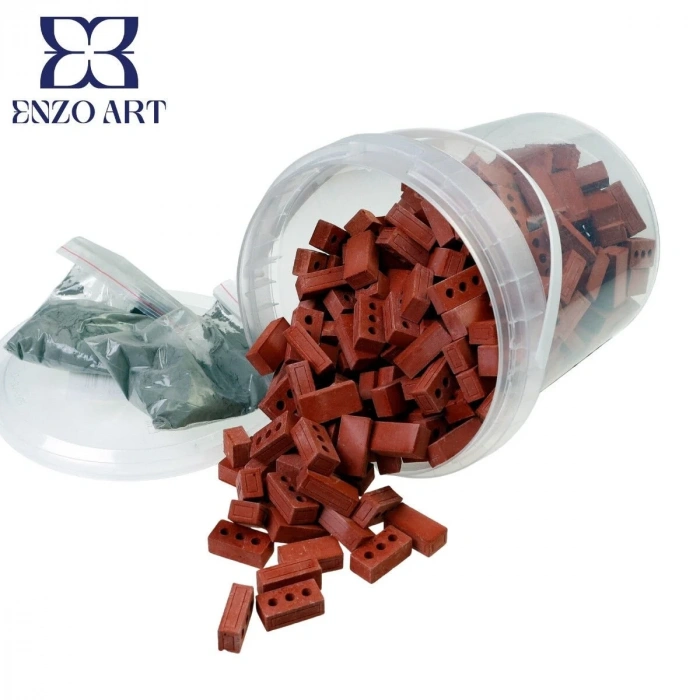 Maket Minyatür 3 Delikli Tuğla Kırmızı 1/12 250li
