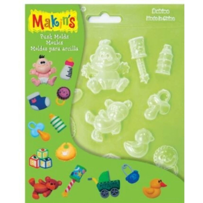 Makins Clay Push Mold Polimer Kil Şekillendirme Kalıbı Bebek