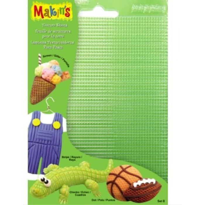 Makins Clay Texture Sheets Polimer Kil Doku Kalıbı 4lü Set B