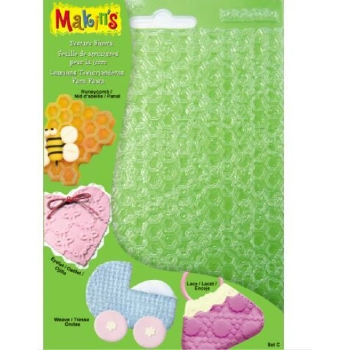 Makins Clay Texture Sheets Polimer Kil Doku Kalıbı 4lü Set C