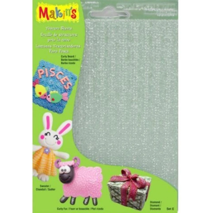 Makins Clay Texture Sheets Polimer Kil Doku Kalıbı 4lü Set E