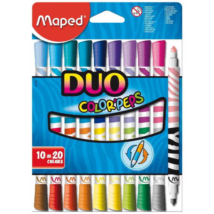 Maped Color Peps Duo Keçeli Kalem Seti 10 Renk