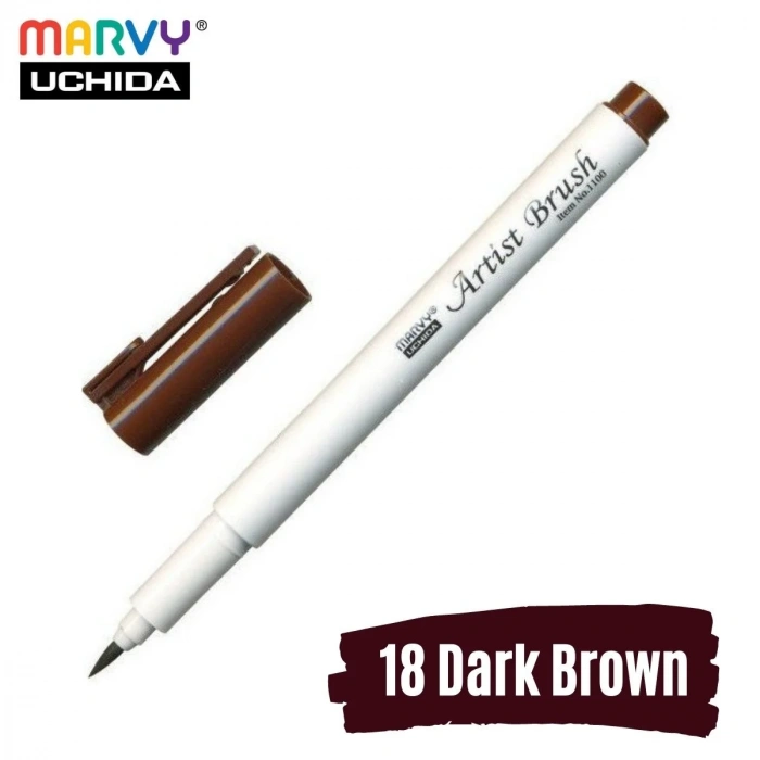 Marvy Artist Brush Pen 1100 Firça Uçlu Kalem 18 Dark Brown