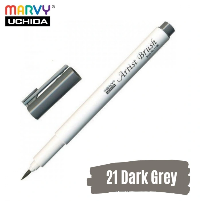 Marvy Artist Brush Pen 1100 Firça Uçlu Kalem 21 Dark Grey