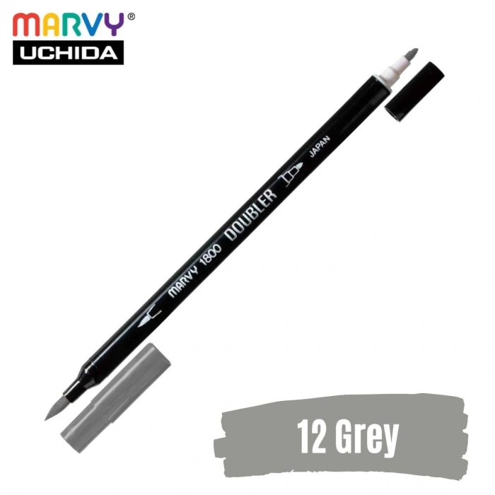 Marvy Artist Brush Pen 1800 Çift Taraflı Firça Uçlu Kalem 12 Grey