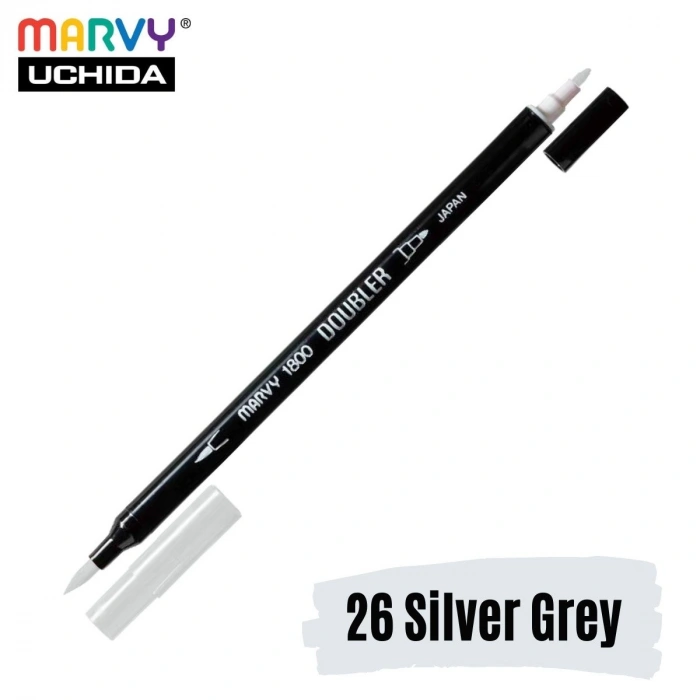 Marvy Artist Brush Pen 1800 Çift Taraflı Firça Uçlu Kalem 26 Silver Grey