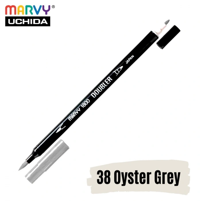 Marvy Artist Brush Pen 1800 Çift Taraflı Firça Uçlu Kalem 38 Oyster Grey