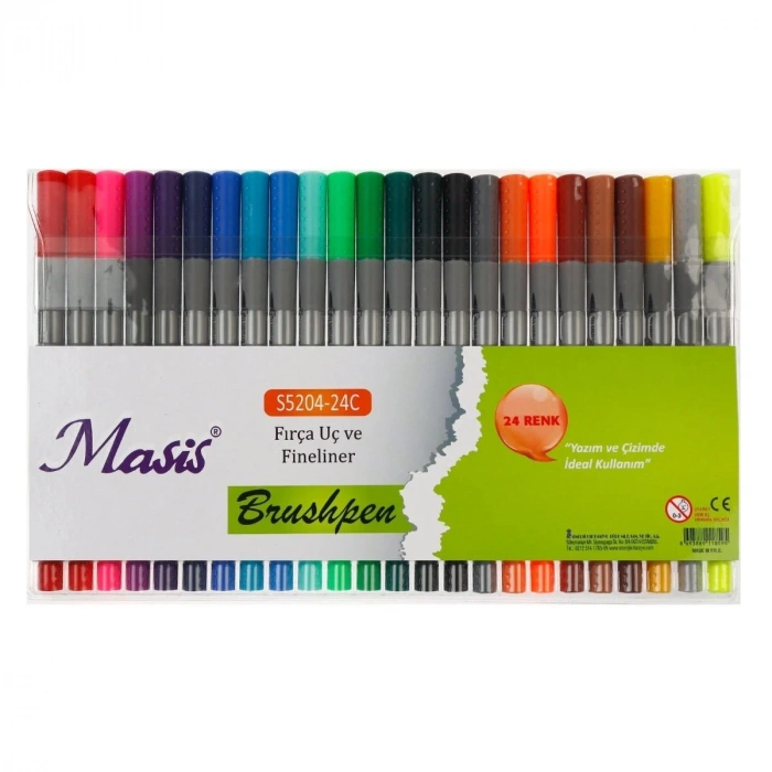 Masis Brushpen Fırça Uç ve Fineliner Seti 24lü