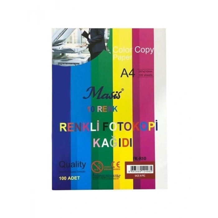 Masis Renkli Fotokopi Kağıdı A4 100lü Paket 10 Renk Karışık