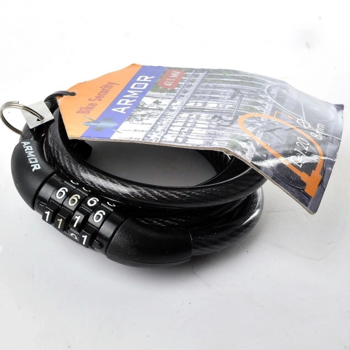 Master Lock ŞİFRELİ 120 CM x 8MM KABLO-SABİT 3 BASAMAKLI-SİYAH - 411MV