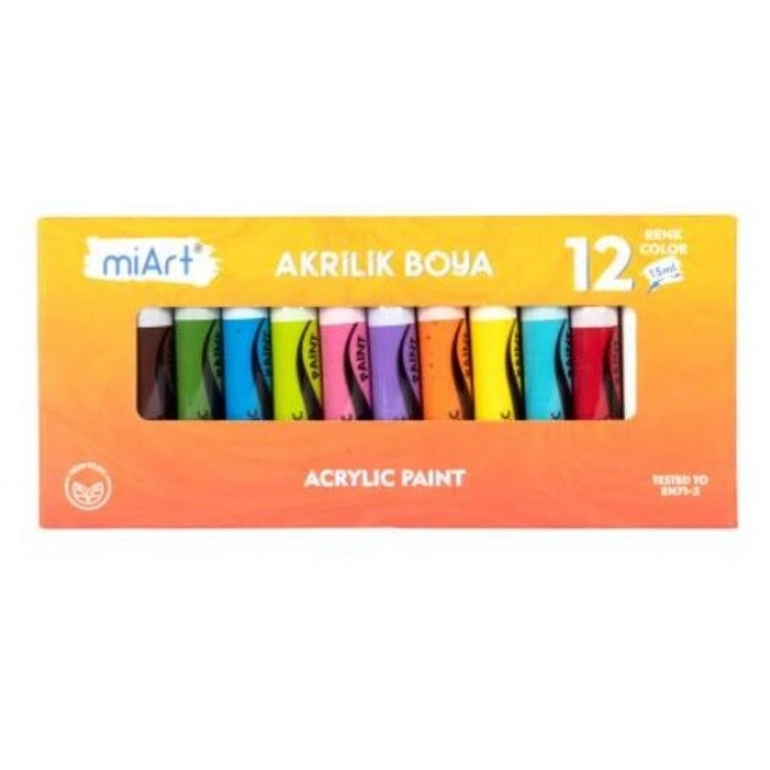 MiArt Akrilik Boya Seti 15 Ml.x 12 Renk Tüp (MA1512)