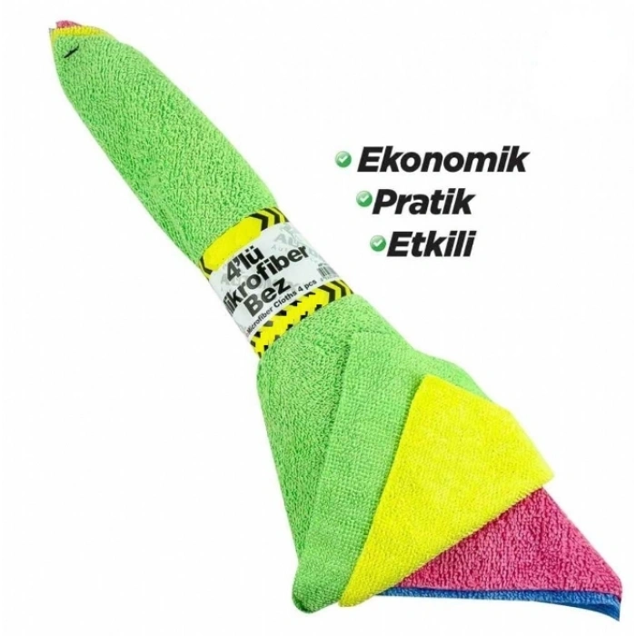 Mikrofiber Bez 25x25 cm ( 4lü Bağ x 25 Paket )