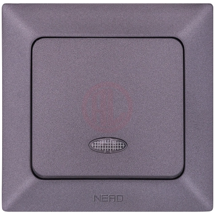 Ne-Ad Aras Metalik Anahtar Grubu / Işıklı Light Anahtar Füme (Çerçevesiz)