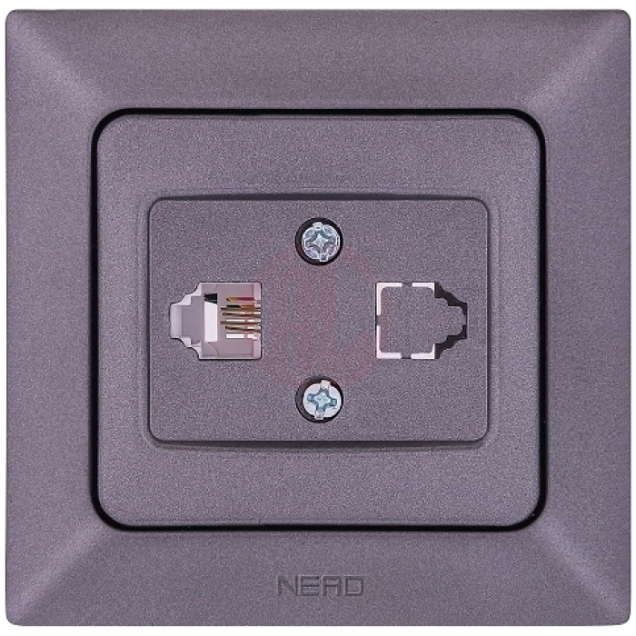 Ne-Ad Aras Metalik İletişim Grubu / Tekli Numeris Telefon Prizi (CAT3) Füme (Çerçevesiz)