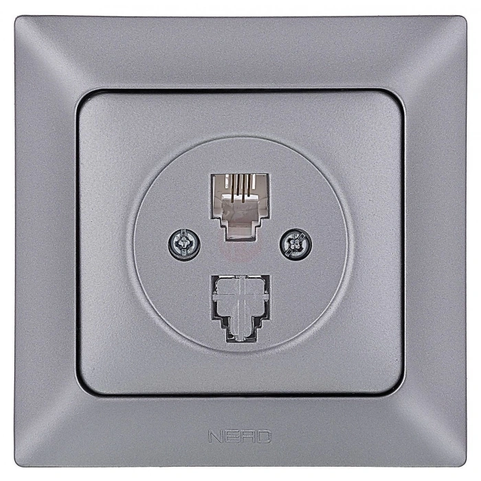 Ne-Ad Aras Metalik İletişim Grubu / Tekli Numeris Telefon Prizi (CAT3) Gümüş (Çerçevesiz)